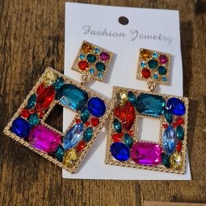 Colorful Statement Earrings Set. (3 Pairs).
